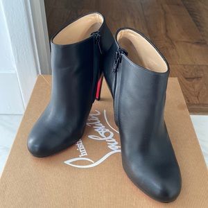 Christian Louboutin Belle 100 Black Leather Ankle Boots 35.5